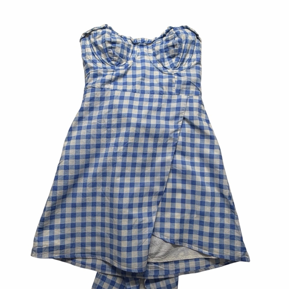 For Love & Lemons Blue Gingham Dixi Mini Dress